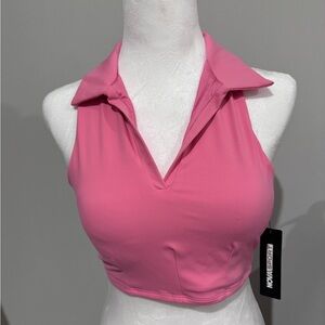 🫦 Pink Crop Top with Collar 👄